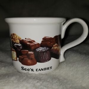 See's Candies White Mug with Chocolates Design